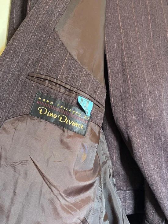 Vintage Dino Divinci Men's Suit Sz 44L Double Breasted One Blazer Classic Preppy - Picture 4 of 14